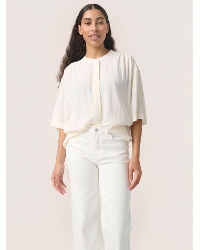 Soaked In Luxury Layna Half Sleeve Loose Fit Shirt - Natural