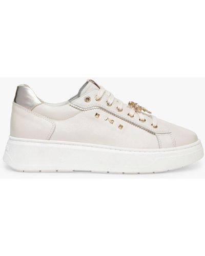 Nero Giardini Leather Low Top Trainers - Natural