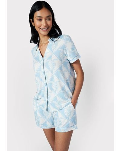 Chelsea Peers Tiled Turtle Print Short Pyjamas - Blue