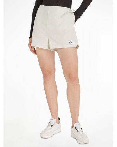 Calvin Klein Seersucker Cotton Shorts - White