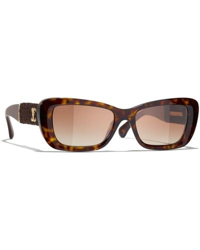 Chanel Rectangular Sunglasses Ch5514 Dark Havana/brown Gradient - Multicolour