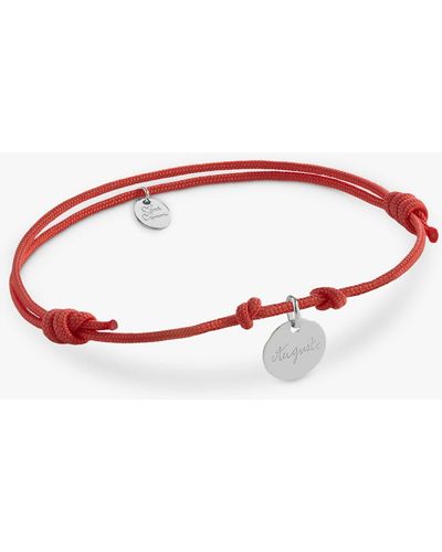 Merci Maman Personalised Disc Charm Braided Bracelet - Red