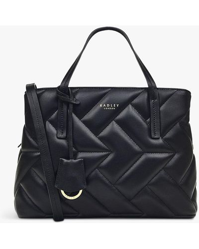 Radley Dukes Place Quilted Leather Medium Ziptop Grab Bag - Black