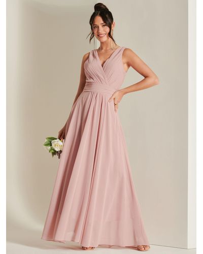 Jolie Moi Wrap Front Chiffon Maxi Dress - Pink