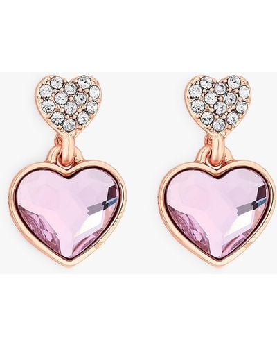 Jon Richard Radiance Collection Crystal Heart Drop Earrings - Multicolour