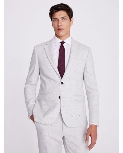 Moss Slim Fit Wool Blend Donegal Tweed Suit Jacket - White