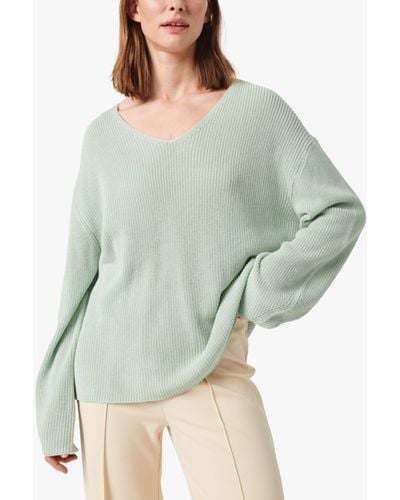 Soaked In Luxury Tuesday V-neck Relaxed Fit Jumper - Green