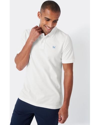 Crew Ocean Organic Cotton Pique Short Sleeve Polo Top - White