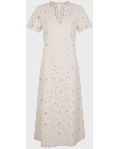 Gerard Darel Elouane Embroidered Cotton Midi Dress - White