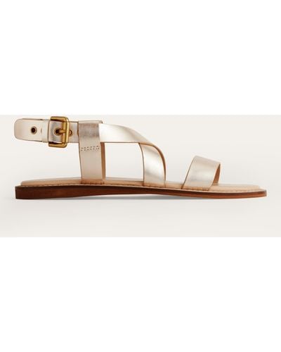 Boden Cross Strap Leather Flat Sandals - Natural