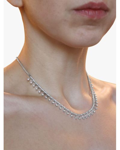 Milton & Humble Jewellery Second Hand 18ct White Gold Diamond Fringe Collar Necklace - Natural