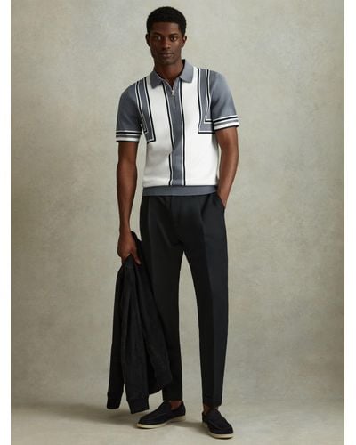 Reiss Orion Short Sleeve Half Zip Polo Shirt - Multicolour