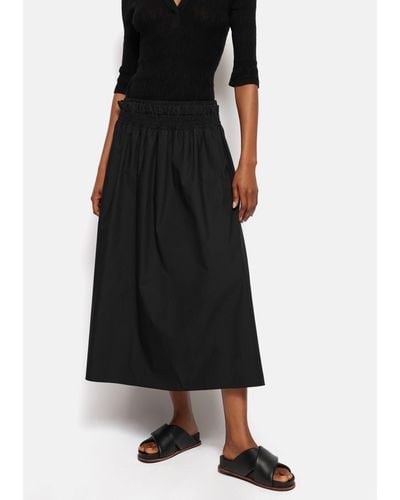 Jigsaw Cotton Poplin Midi Skirt - Black