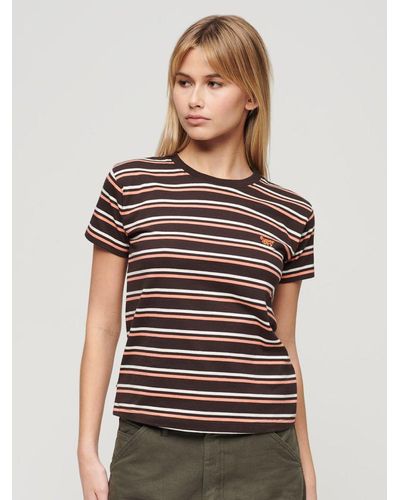 Superdry Essential Logo Striped Fitted T-shirt - Multicolour