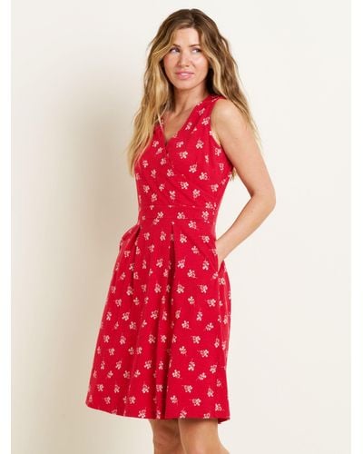 Brakeburn Marnie Posy Print Sleeveless Midi Dress - Red