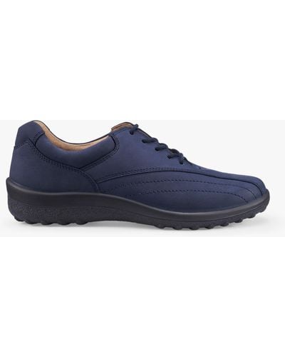 Hotter Tone Ii Extra Wide Fit Classic Nubuck Bowling Style Shoes - Blue
