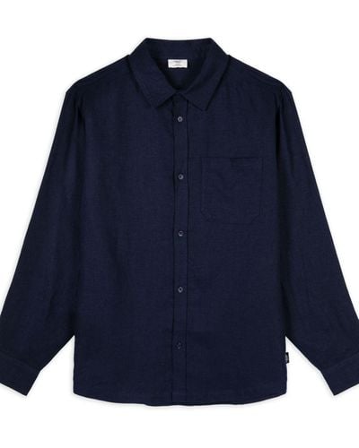 Chelsea Peers Linen Blend Long Sleeve Shirt - Blue