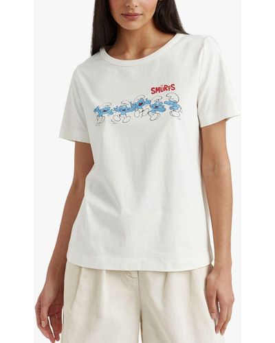 Chinti & Parker Organic Cotton Happy Smurfs T-shirt - White