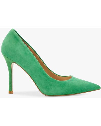 Dune Atlanta Suede High Heel Pointed Court Shoes - Green