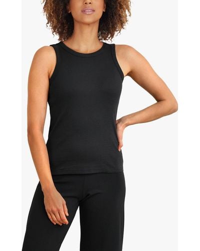 Sisters Point Eike Slim Fitted Ribbed Tank Top - Black