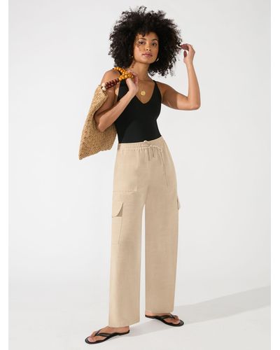 Ro&zo Wide Leg Cargo Trousers - Natural