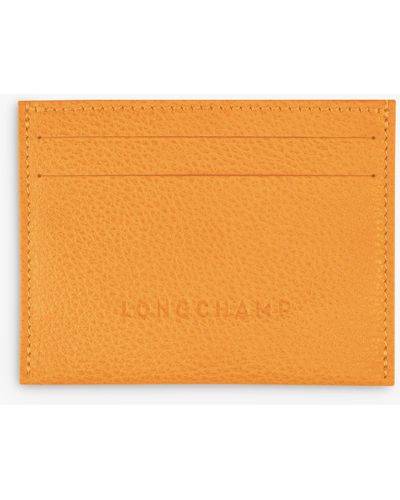 Longchamp Le Foulonné Leather Card Holder - Orange