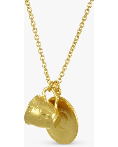 Alex Monroe Teacup Pendant Necklace - Metallic