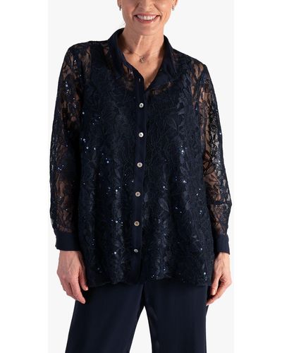 Chesca Sequin Lace Shirt - Blue