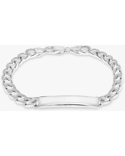 Ib&b Personalised Sterling Silver Id Curb Chain Bracelet - Metallic