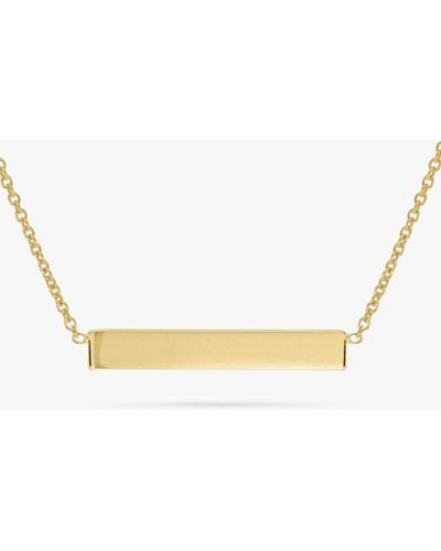 Ib&b Personalised 9ct Gold Horizontal Bar Initial Pendant Necklace - Metallic
