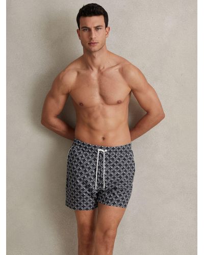 Reiss Fraser Abstract Print Swim Shorts - Grey