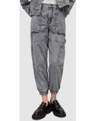 AllSaints Mila High Rise Relaxed Cuffed Jeans - Grey