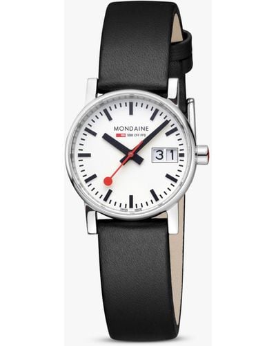 Mondaine Evo 2 Date Vegan Leather Strap Watch - White