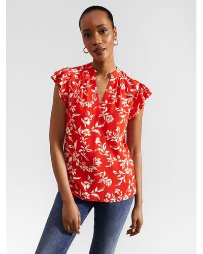 Hobbs Cleo Floral Print Blouse - Red