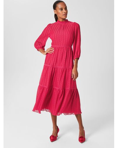 Hobbs Colette Textured Midi Dress - Pink