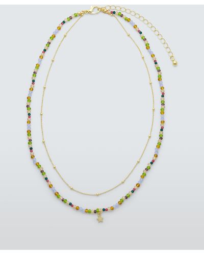 John Lewis Bead And Chain Layered Necklace - White