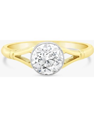 Milton & Humble Jewellery Second Hand 18ct White & Yellow Gold Old Cut Diamond Ring - Metallic