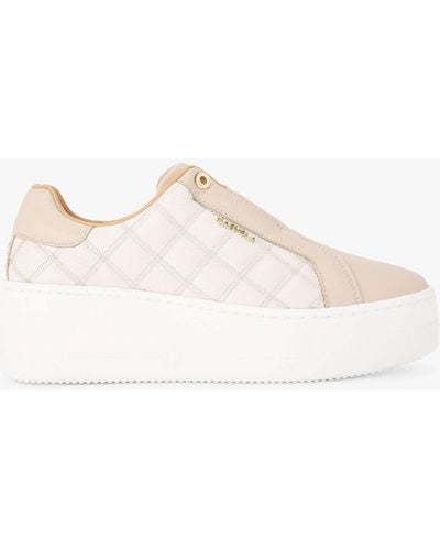 Carvela Kurt Geiger Connected Laceless Quilted Leather Trainers - Natural