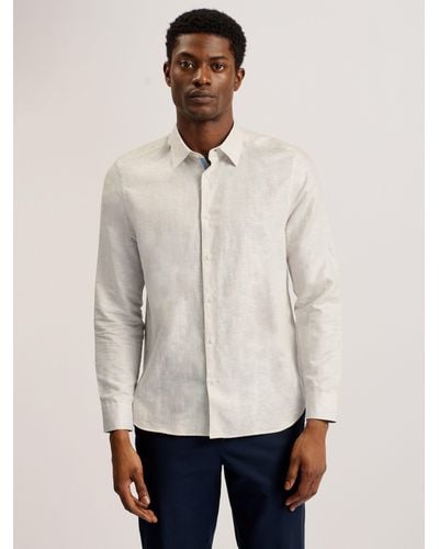 Ted Baker Romeos Linen Cotton Blend Shirt - Natural