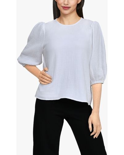 Sisters Point Ilta Soft Puff Sleeve Blouse - White