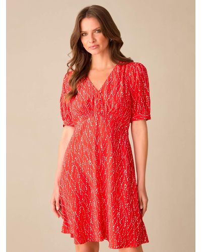 Ro&zo Abstract Print Puff Sleeve Mini Dress - Red