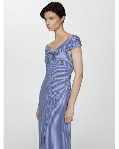 Mango Norma Stripe Midi Dress - Blue