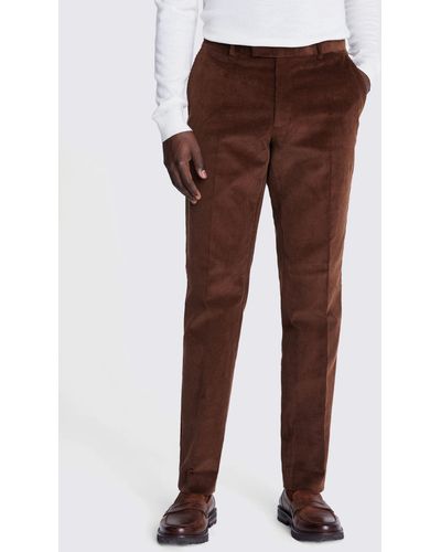 Moss Slim Fit Corduroy Suit Trousers - Brown