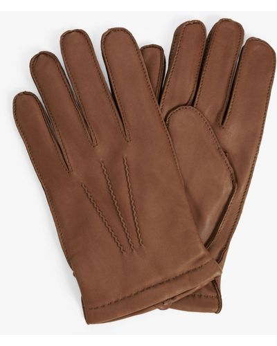 John Lewis Merino Lined Leather Gloves - Brown