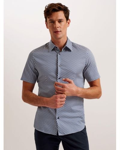 Ted Baker Lacesho Graphic Print Slim Fit Shirt - Grey