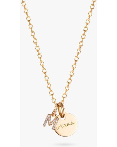 Merci Maman Personalised Mini Crystal Alphabet Pendant Necklace - Metallic