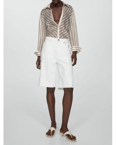Mango Vera Bermuda Denim Shorts - White