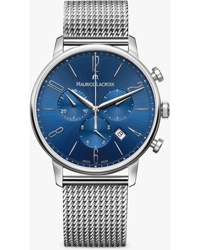 Maurice Lacroix El1098-ss006-420-1 Eliros Date Chronograph Mesh Strap Watch - Blue