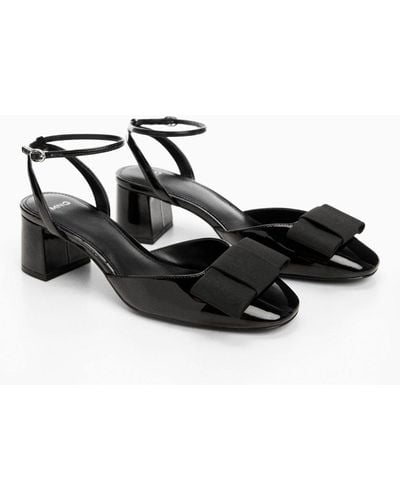 Mango Megan Patent Bow Shoes - Black