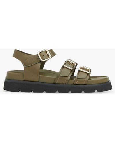 Whistles Jemma Leather Triple Buckle Sandals - Green